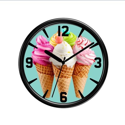 Eis Wanduhr Gelato Dessert Kunst Gartenhaus Deko Geschenk fegen oder ticken