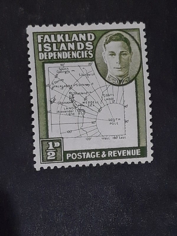 Falkland Islands Dep. 1948 Thin Map Variety- White Dot at Cape Horn g(7) Mint LH