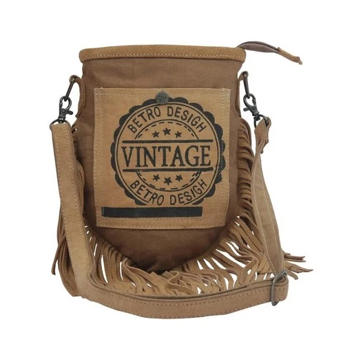 Hopofly Xeol Womens Crossbody Bag Leather Canvas Fringe