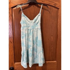Y2K American Eagle Outfitters Blue White Abstract Smocked Mini Sun Dress Medium