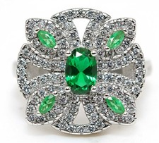 1CT Treated Emerald  Topaz 925 Solid Sterling Silver Ring Sz 7 MK6-2