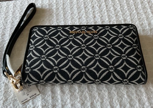 Michael Kors Women Flat Wallet Phone Case Wristlet Zip Around Credit Card Holder