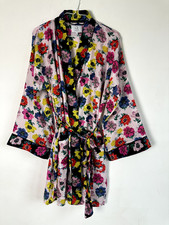 TED BAKER DRESSING GOWN Womens NEW Floral Blush Pink Blue S M Kimono belt