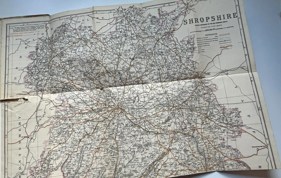 1892 Bacon's Shropshire County Map & Guide, Showing Danger Hills     [33312] - Image 4 of 4