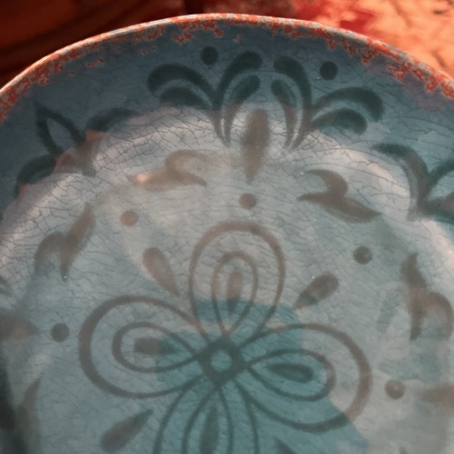 2 Cynthia Crowley Rustic Turquoise Saucers 6.5 Plates Melamine Blue Plastic H - Picture 19 of 24