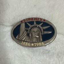 Liberty Belt Buckle 1886-1986 Made In USA Vintage Statue Of Liberty Oval Design