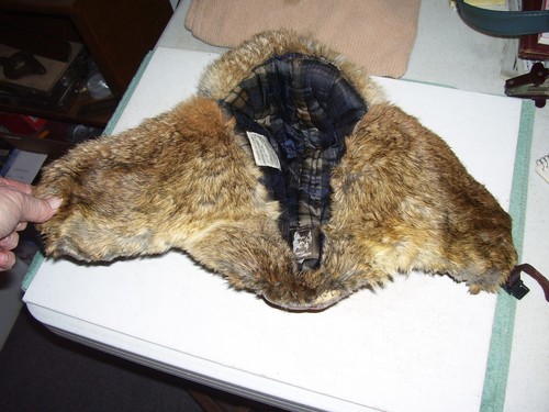 Mad Bomber Brown Leather & Rabbit Fur Trapper Hat With Ear Flaps (L) - Picture 3 of 8