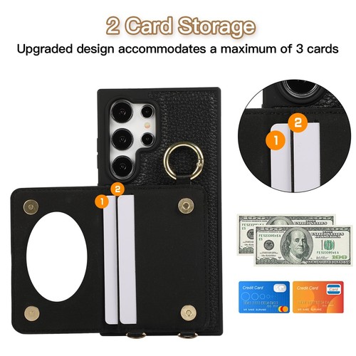Ladies' style Ring Credit Card Holder PU Leather Back Crossbody Case Cell Phones - 第 8/46 張圖片
