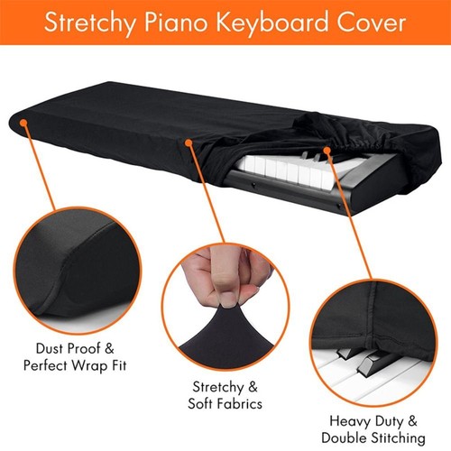 61/88 Dust Cover Of Piano Keyboard Dust Cover With Retractable Buckle Black - Picture 5 of 11
