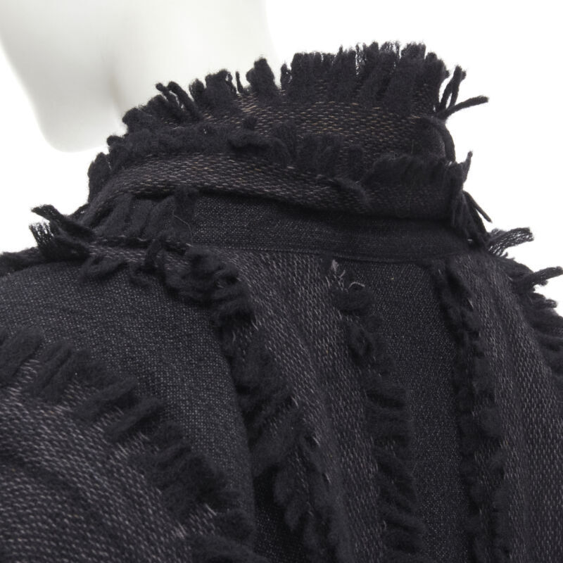 ISSEY MIYAKE 1980's Vintage grey wool fringe oversized wrap ISSEY MIYAKE 1980's Vintage grey wool fringe oversized wrap
