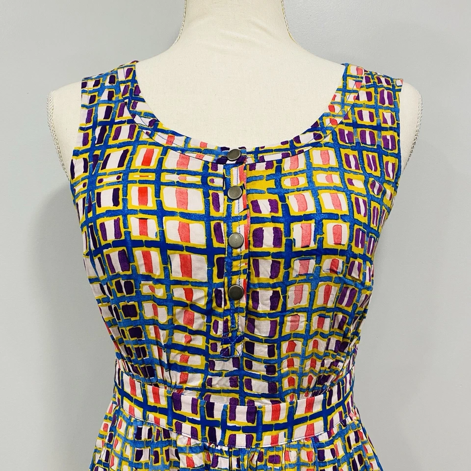 Vestido PLENTY Tracy Reese 0 Anthropologie Estampado Geométrico Sin Mangas Ajuste y Acampanado Foto 2 de 4