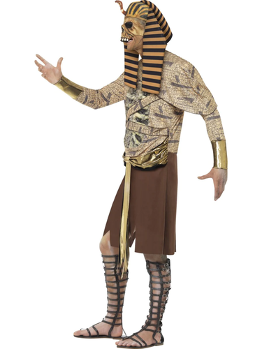 Adult Zombie Pharaoh Costume Mens Egyptian Halloween Mummy Fancy Dress M,L - Picture 4 of 6