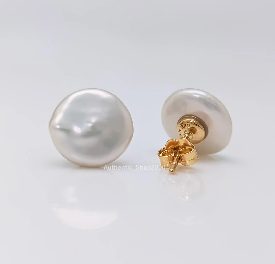 New 100% Authentic PANDORA Gold Baroque Cultured Pearl Stud Earrings 263309C01 - Image 4 of 4
