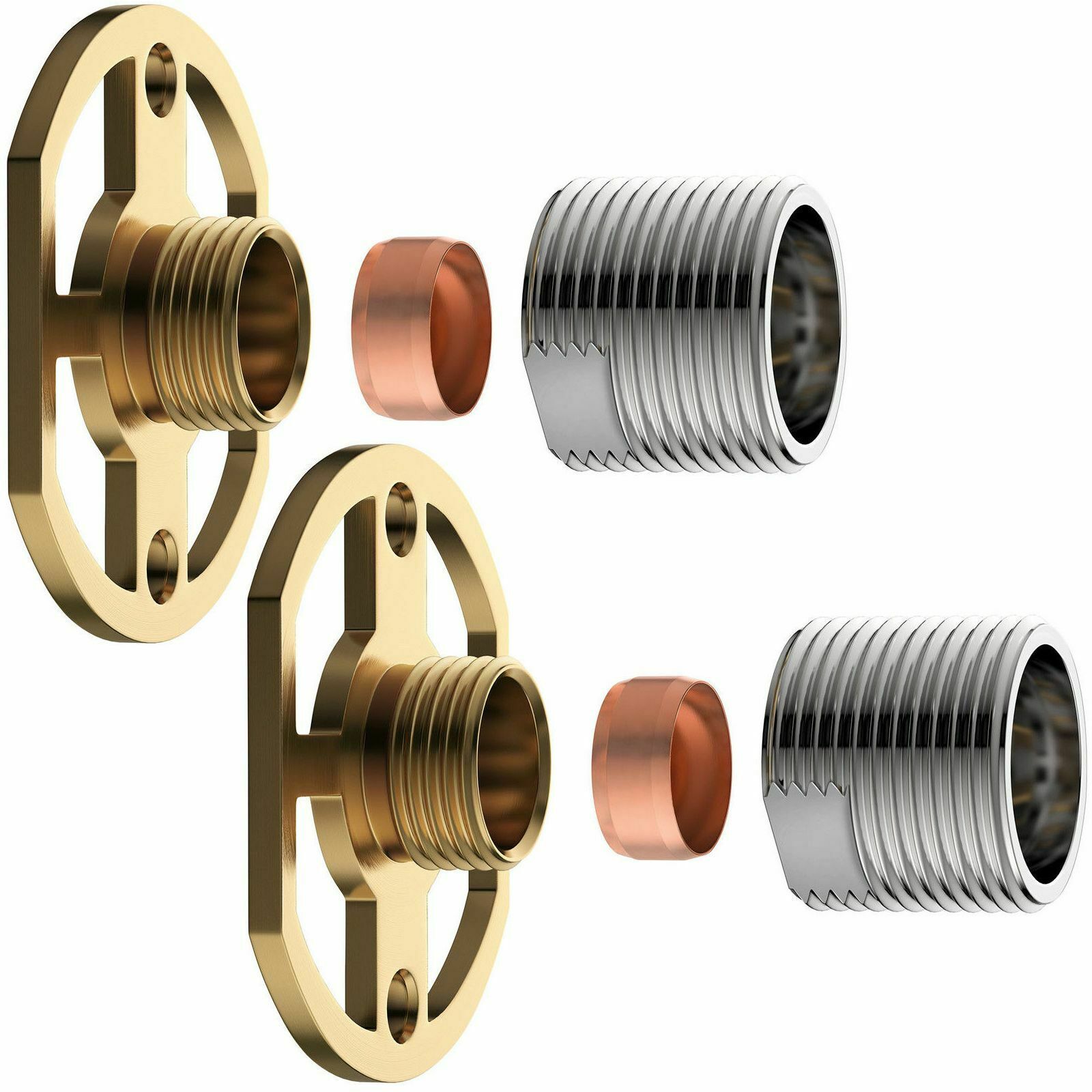 SHOWER BAR MIXER VALVE EASY WALL FIXING KIT CHROME SOLID BRASS