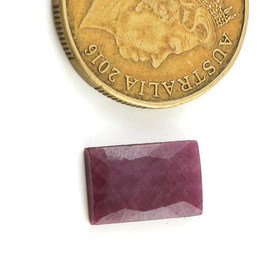 Piedras preciosas sueltas de corte rosa rubí rojo baguette natural de 6,5 quilates 9 x 14 mm para anillo/colgantes Foto 2 de 4