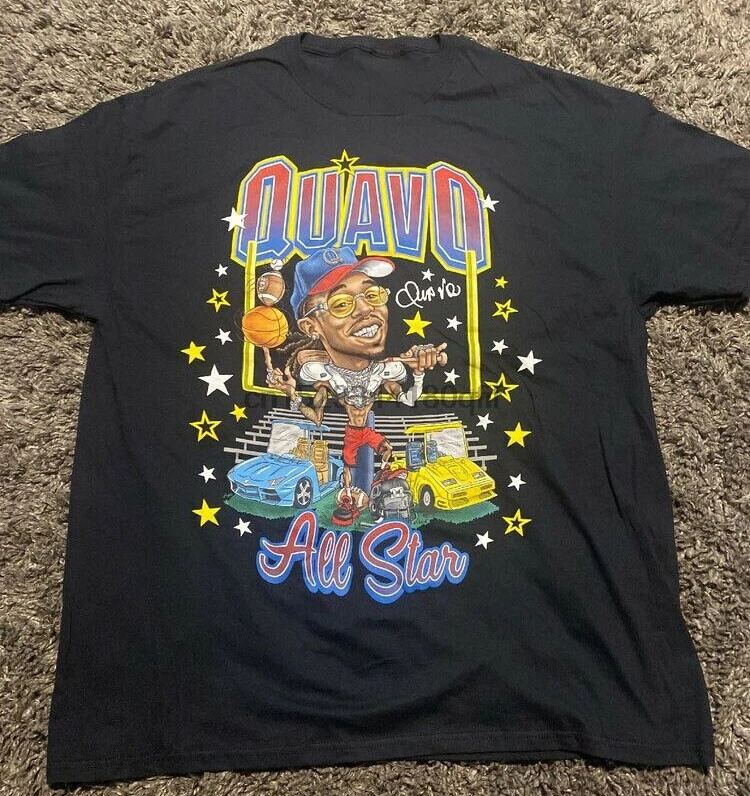 Quavo Migos Rapper All Star Signed T shirt Black Cotton S 5Xl GC853