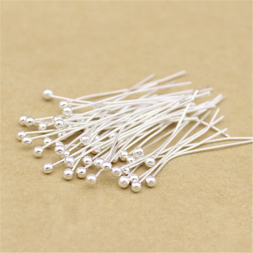 200PCS Wholesale 16-50MM Design Jewelry 925 Silver Plated Bead Head Pins Needles - Picture 14 of 21