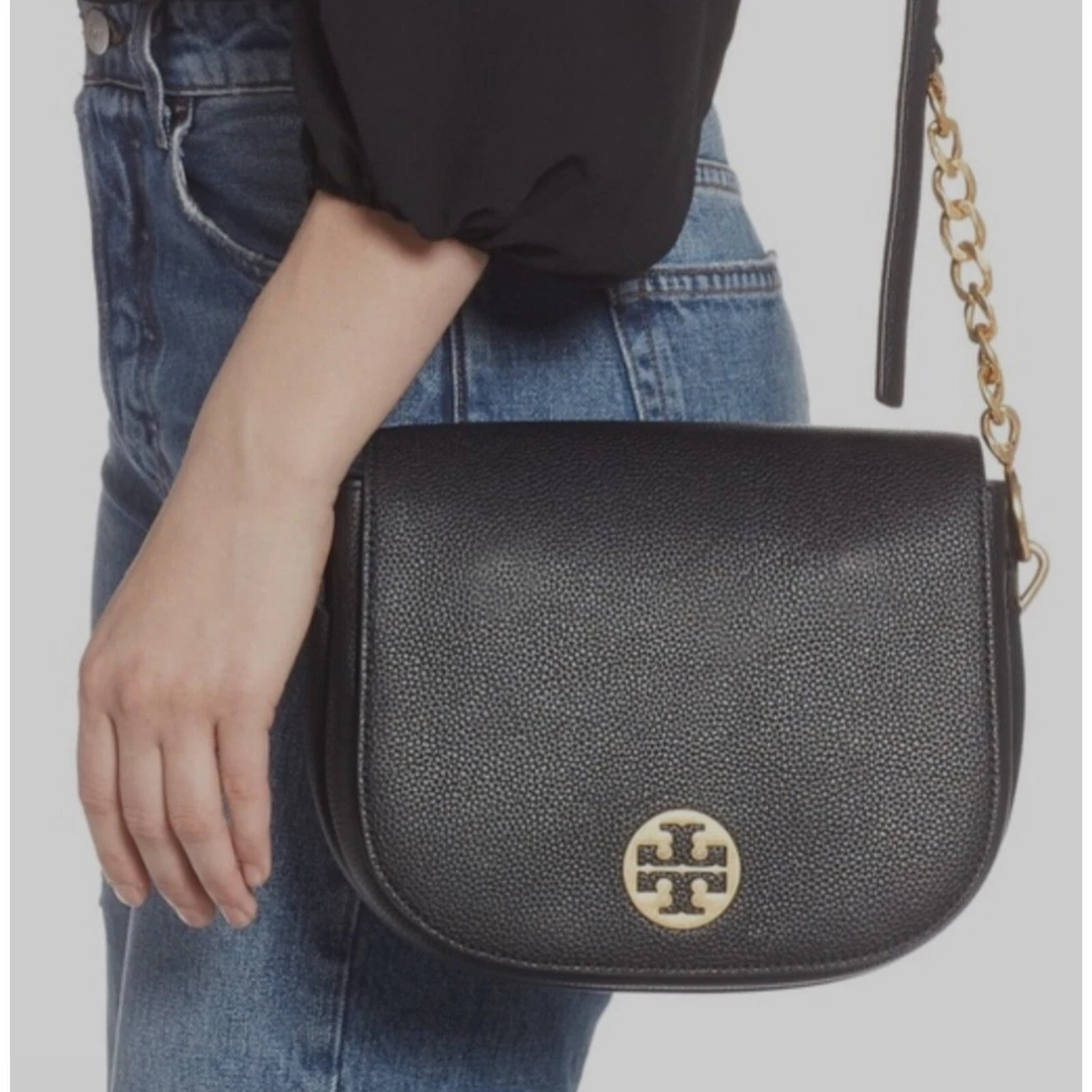 Tory burch everly best sale leather flap saddle bag