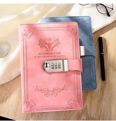 A5 Retro Diary Book with Password Code 200 Pages Notebook Agenda Lock Code