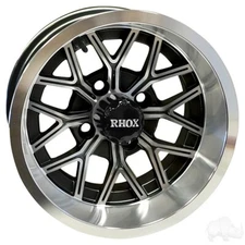 Set of 4, RHOX RX283, Machined Gloss Black, 12x7 ET-25