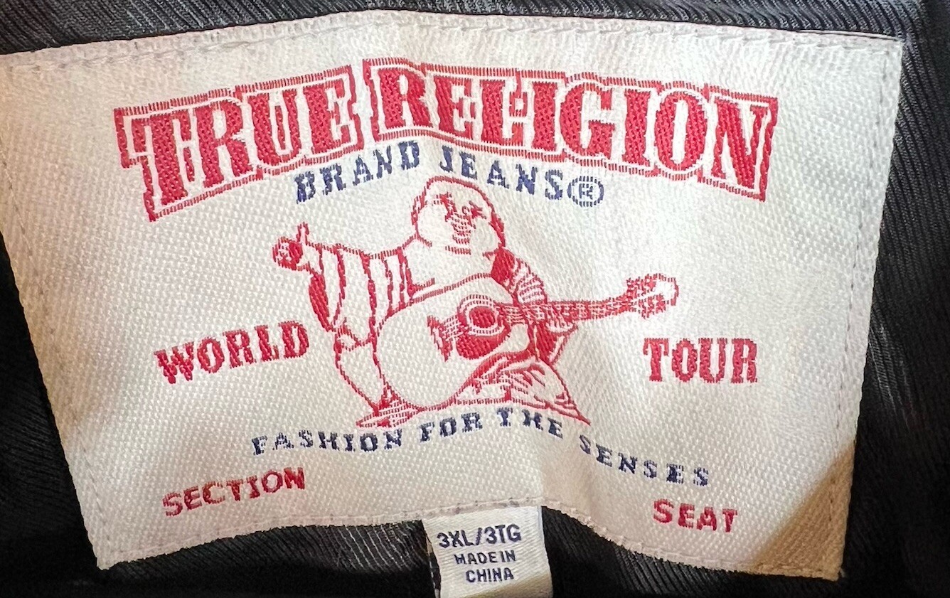 True Religion Men's Puffer Jacket Reb Black Color block 3XL Missing Hood image 3