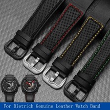 Cinturino orologio pelle mucca 24 mm per Dietrich OTC-AO1 OT-3 bracciale svizzero nero