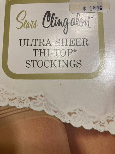 Vintage NEW Sears Cling-alon Ultra Sheer Thi-Top Smoke Petite Size A (8-9) - Picture 3 of 5