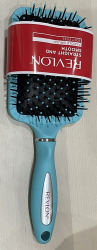 NEW!! Revlon Straight & Smooth Soft Feel Paddle Hair Brush Set Light Blue New - Picture 9 of 16