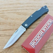 Rough Ryder Lockback Folding Knife 2.5" Stainless Steel Blade Black G10 Handle