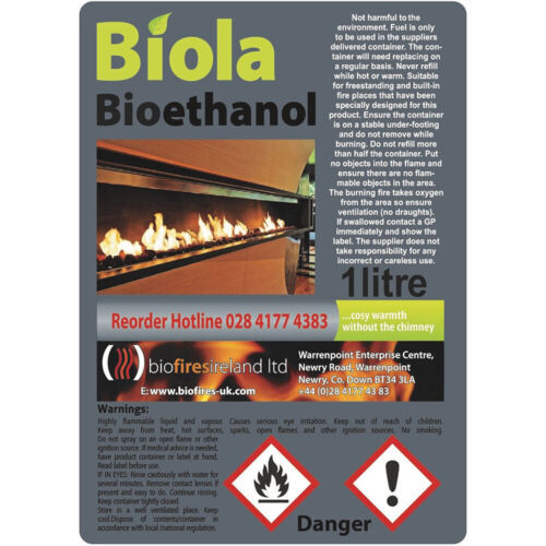 Bio ethanol fuel for fireplaces clean burning odourless 1-96 litres Biola liquid - Picture 28 of 46