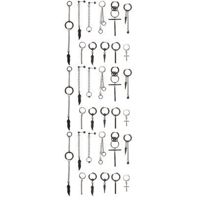11Pcs Baumeln Ohrringe Frauen Clip Auf Ohrringe Schwarz Ohrringe