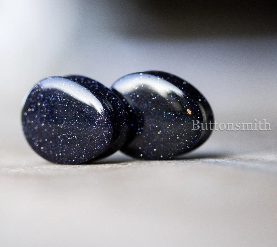 Par de tapones/medidores de piedra dorada azul lágrima 10 tamaños 2g 0g 00g 1/2" - 1 " Foto 4 de 4