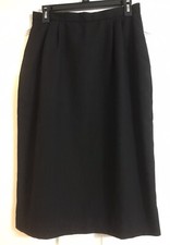 Women  s Black Pencil Skirt Size 12 Preowned Approx 29  Side Pockets Fully Lined