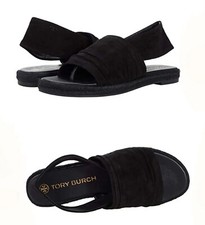 Tory Burch Perfect Black Suede Slingback Espadrille Sandals Size 7