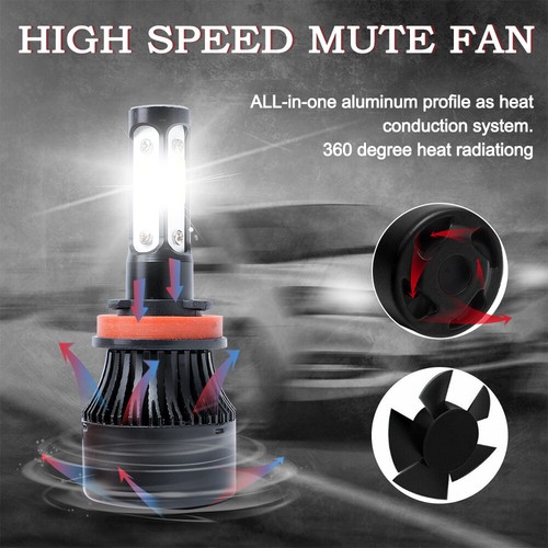H11 LED Headlight 6000K 2240W 336000LM 4-Side Kit Low Beam Bulbs High Power Bulb - Picture 6 of 12
