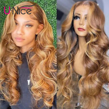 Malaysian Highlight Blonde Body Wave Lace Front Human Hair Wig Pre Plucked Ombre