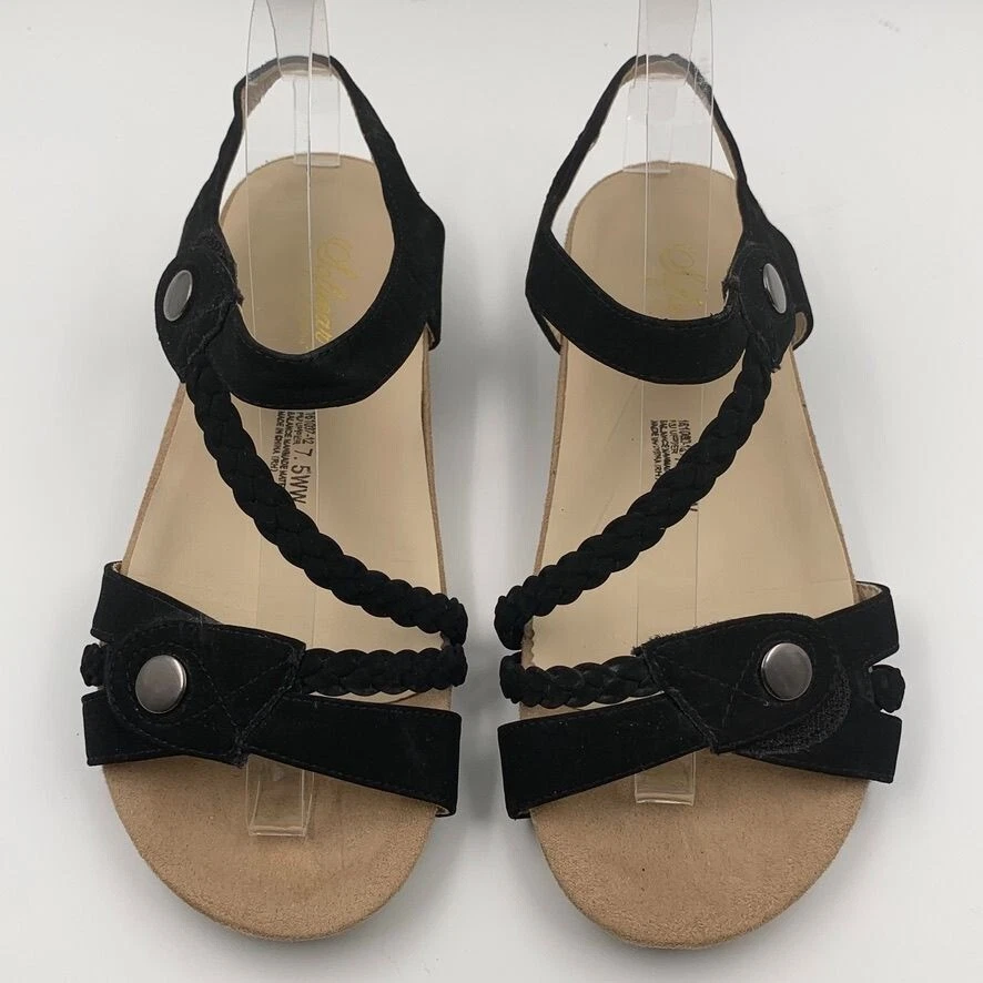Sandalias Softwear By Beacon para mujer con tiras negras talla 7,5 terciopelo Foto 3 de 4