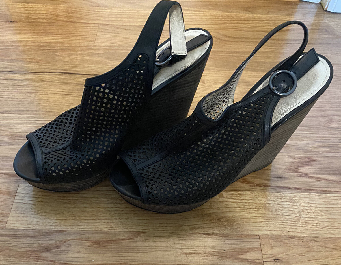 COACH Jaklyn Perforated Leather Platform Wedge Open T… Gem