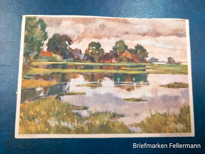 AK Wümme bei Fischerhude versandt um 1935 Eduscho Kaffee aus Bremen Werbekarte - Bild 1 von 2