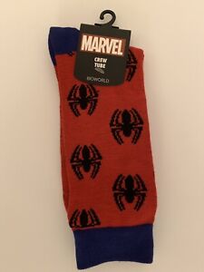Marvels Spiderman Crew Socks Adult Size Large 10-13 Brand New One Pair 