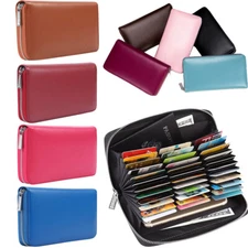 Large Capacity Card Wallet Leather Secure RFID Wallet for Men Women 36 Slots US