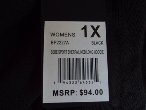 Bebe Sport Hoodie Sweatshirt Tunic Embroidered Black Plus Size 1X - Picture 7 of 8