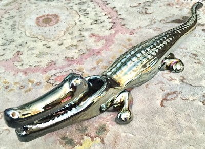 Antiker viktorianischer schwer glasierter Gusseisen Alligator Nussknacker (15 /39cm, 1,4kg)