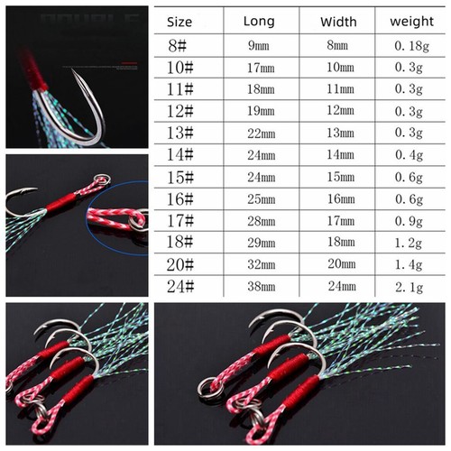 30/50pcs Fishing Assist Jigging Hook 10#-15# High Carbon Steel Hook with PE Line - Picture 42 of 44