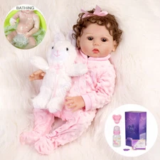 Full Body Silicone Vinyl Reborn Doll Girl Lifelike Newborn Baby Dolls Xmas Gift