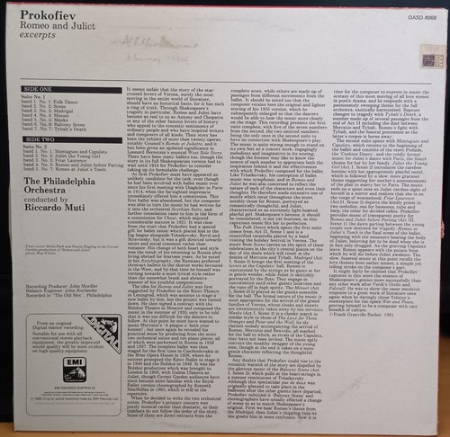 Riccardo Muti – Prokofiev's Romeo And Juliet ballet - LP record VG+, cover VG - Picture 2 of 3