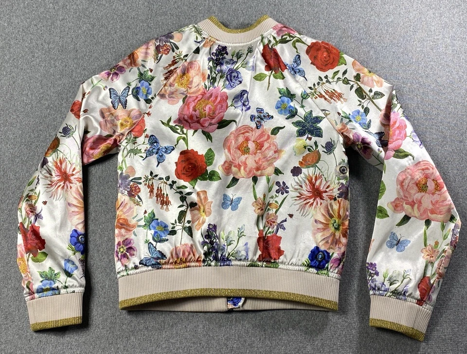 H&M NATHALIE LETE Chaqueta Bomber Floral Abrigo Mariposa Ojo EE. UU. Niñas 8-9 AÑOS Foto 2 de 4