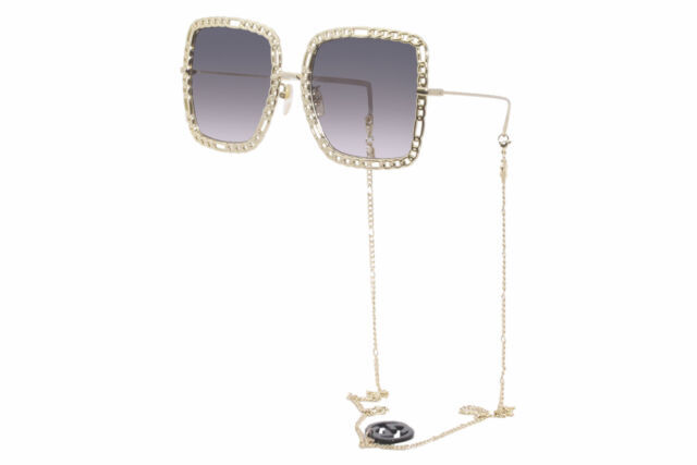 Gucci Sunglasses Square-Frame Chain Gold Tone Metal GG1033s 002 Gucci Block Bending 54mm Metal Square Sunglasses | Neiman Marcus main image 3