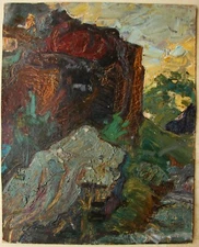 Ukrainian Soviet USSR Oil Painting postimpressionism abstract landscape rock