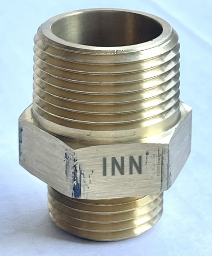 Conector macho NNI 3/4"" GHT macho x 1"" NPT, adaptador de manguera de jardín de latón pezón - Imagen 4 de 4